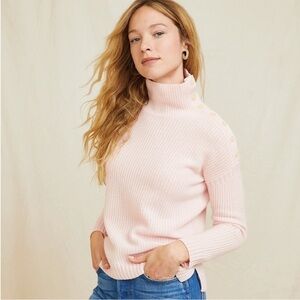 Garnet Hill Cashmere Soft Pink Cowl Neck Sweater